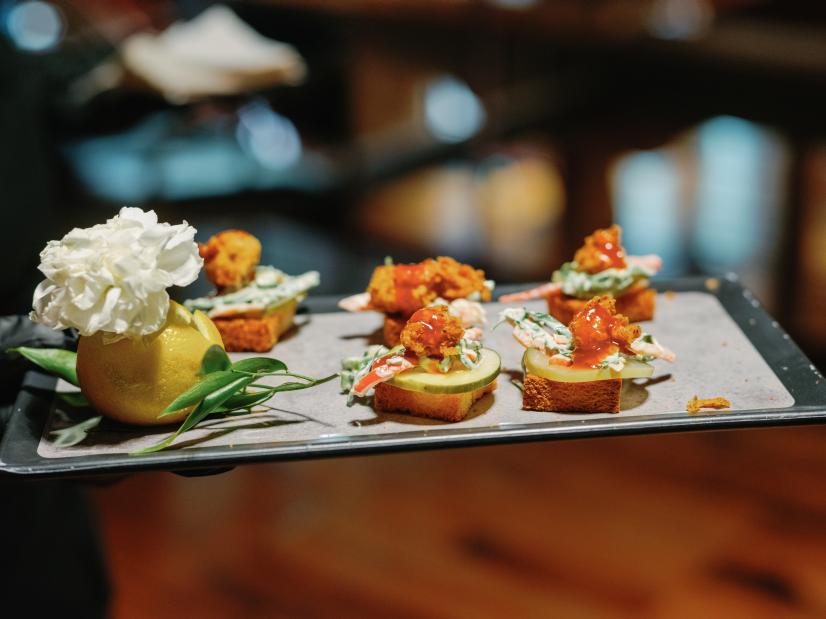 Nashville Hot Chicken Poppers, a passed appetizer from Rocky Top Catering.
